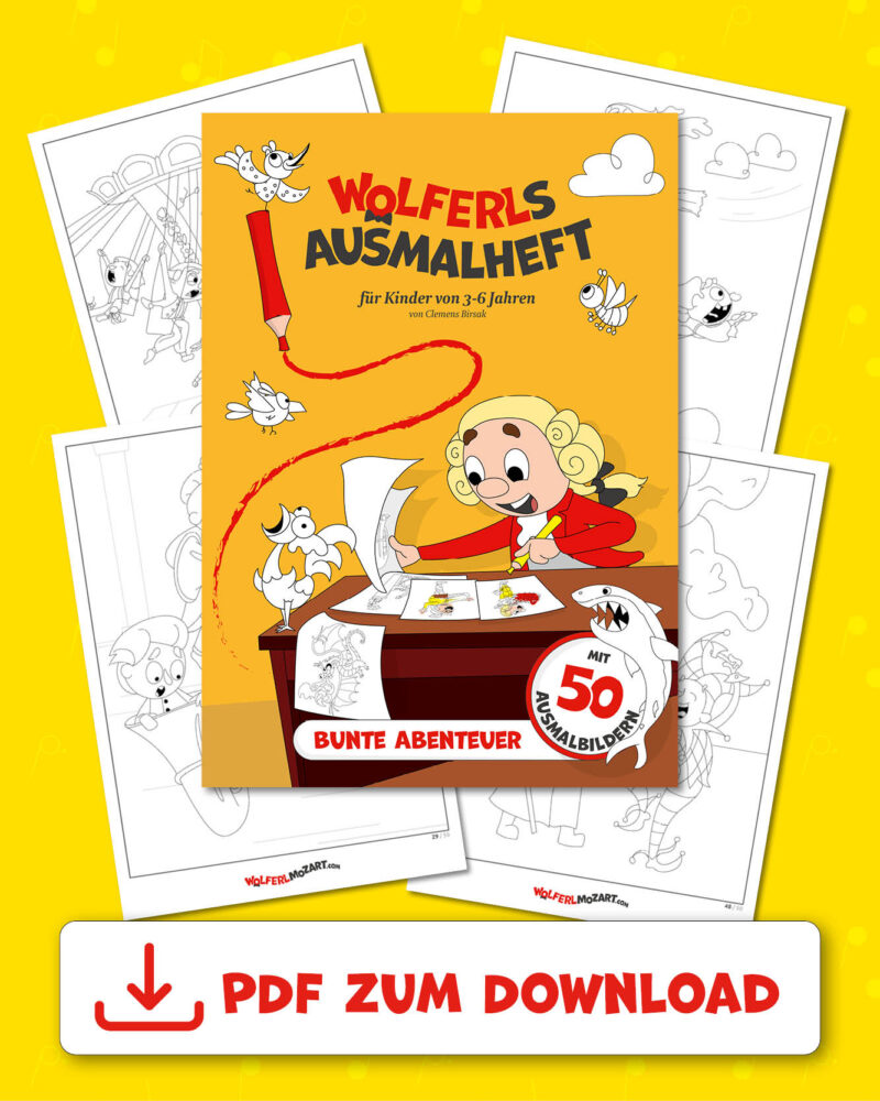 Produktcover von Wolferls Ausmalheft digital: Bunte Abenteuer - 50 Motive